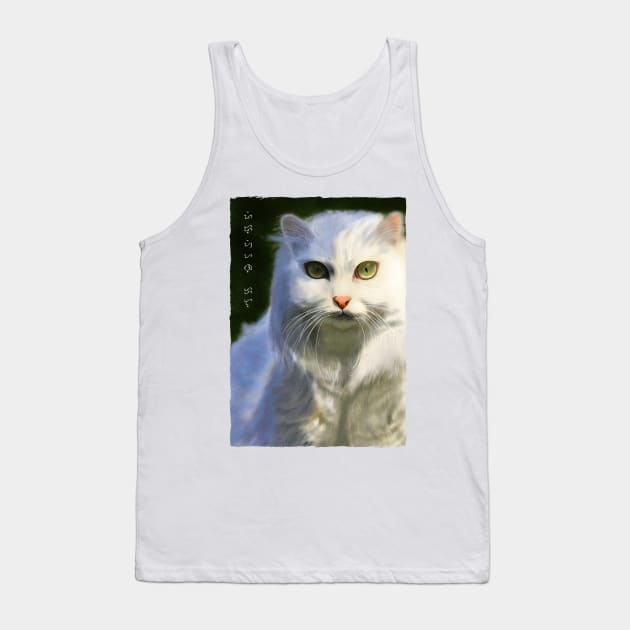 Persian Cat - White Tank Top by Thor Reyes